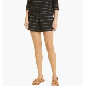 Vince Size Medium Black Knit Double Chalk Stripe Drawstring Lounge Shorts NWT
